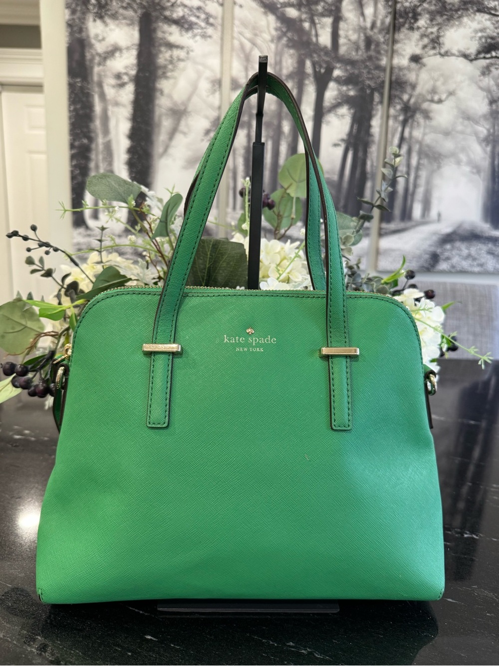 💚Kate Spade Cedar Street Maise Satchel Green Saffiano Leather Crossbody